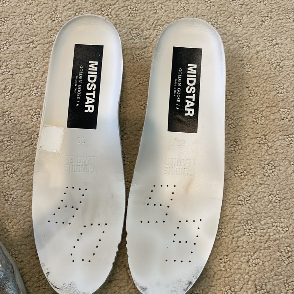 Golden Goose Gray and White Sneakers with Blue Laces - Picture 10 of 11